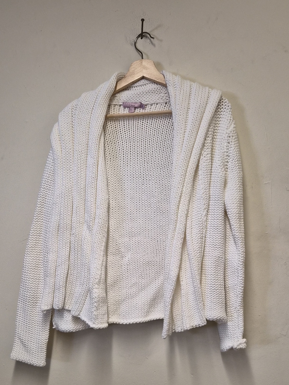 Calypso St. Barth Cream Open-Front Hooded Knit Cardigan Size S